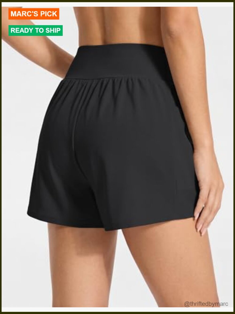 High Waisted Swim Shorts With Pockets Tummy Control Board Shorts View 2
